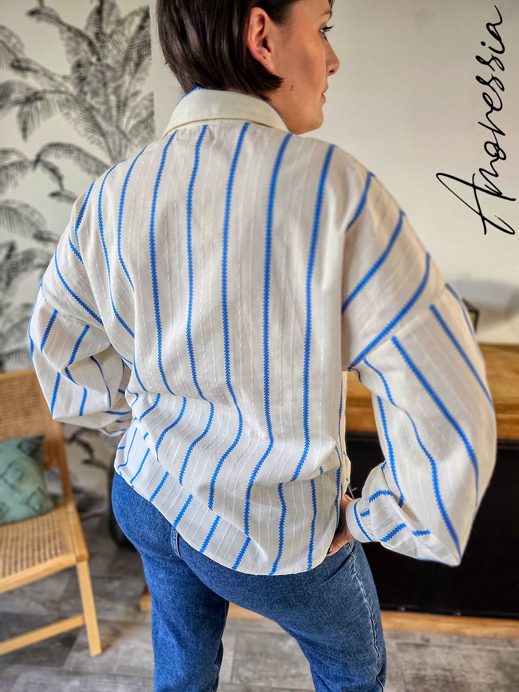 Chemise Ampia — Chemise Ample Rayures Femme vue dos