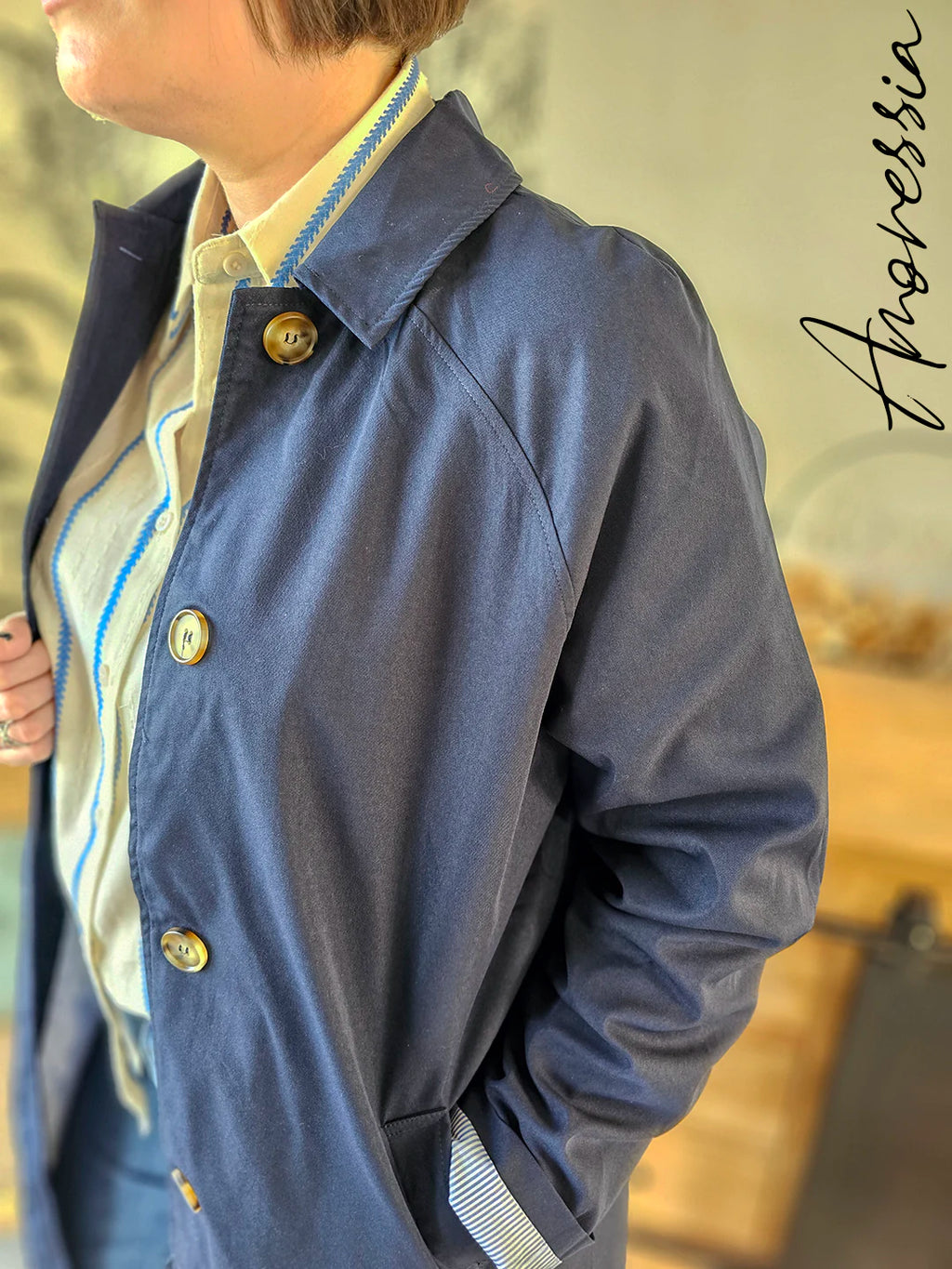 Trench Bleu Marine — Trench Long Bleu Marine Femme Élégant