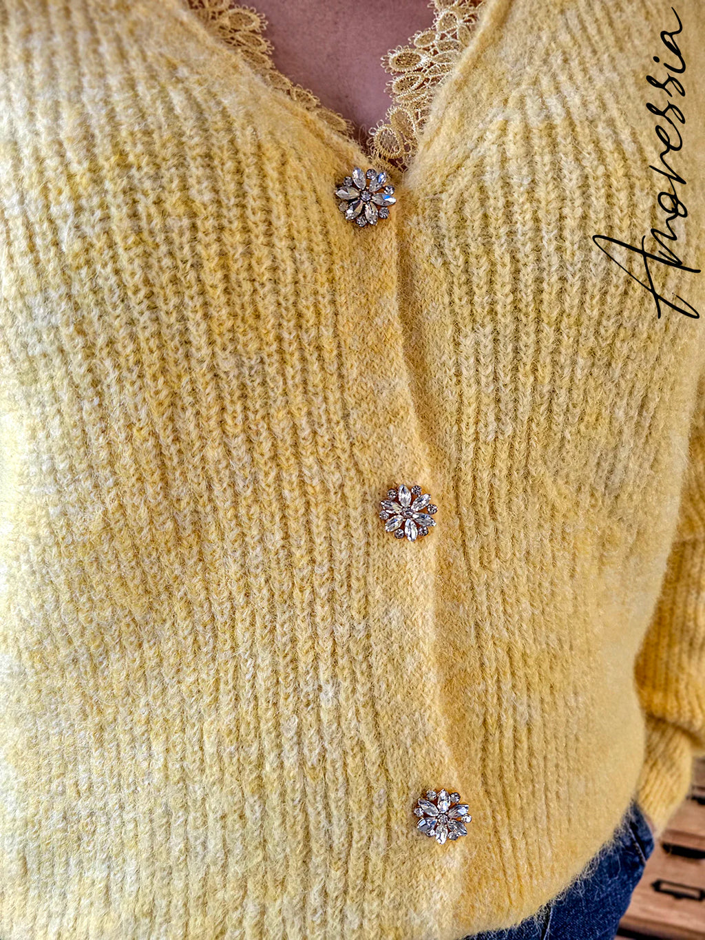 Gilet Giallo — Gilet Jaune Double Face Dentelle Femme autre vue