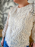 Blouse Pizzo — Blouse Dentelle Dos Ajouré Femme photo portée