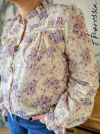 Chemise Lilas — Blouse Crème Imprimé Lilas Femme autre vue
