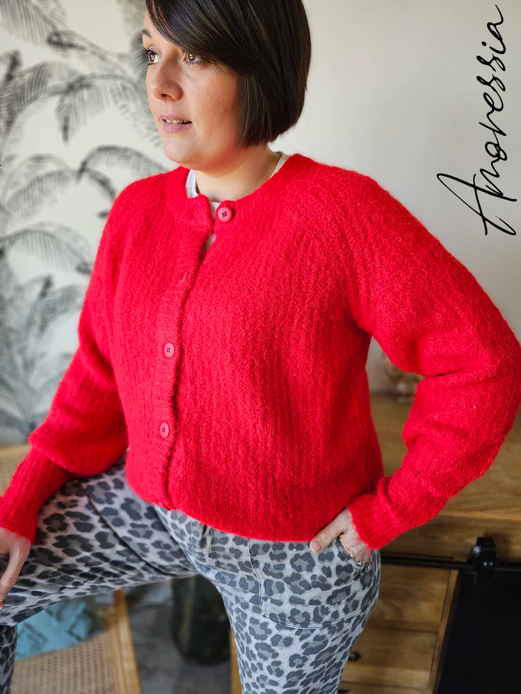 Gilet Red — Gilet Rouge Maille Femme zoom