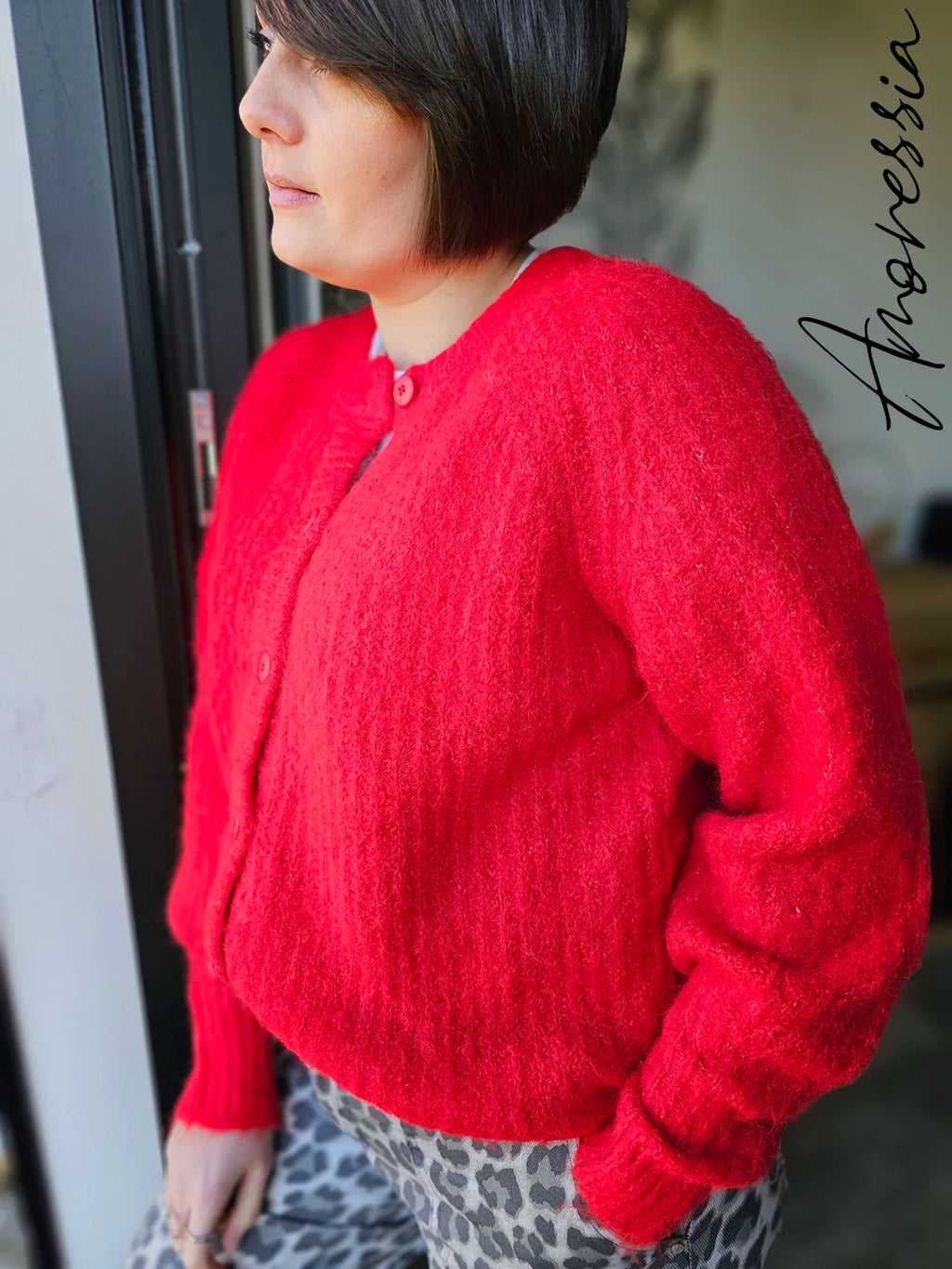Gilet Red — Gilet Rouge Maille Femme