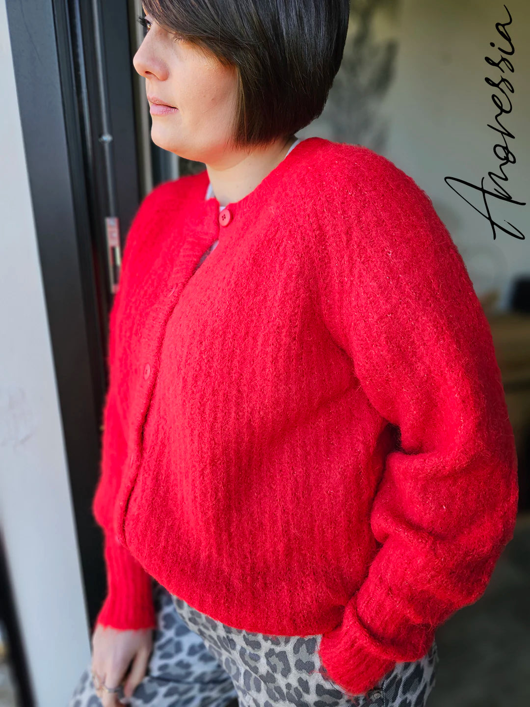 Gilet Red — Gilet Rouge Maille Femme