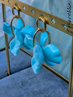 Boucles d'Oreilles Arianna Bleue — Boucles Pendantes Bleues Femme autre vue