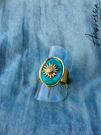 Bague Oraine Verte — Bague Résine Verte Femme photo portée