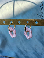 Créoles Rosa — Créoles Résine Colorée Femme photo portées