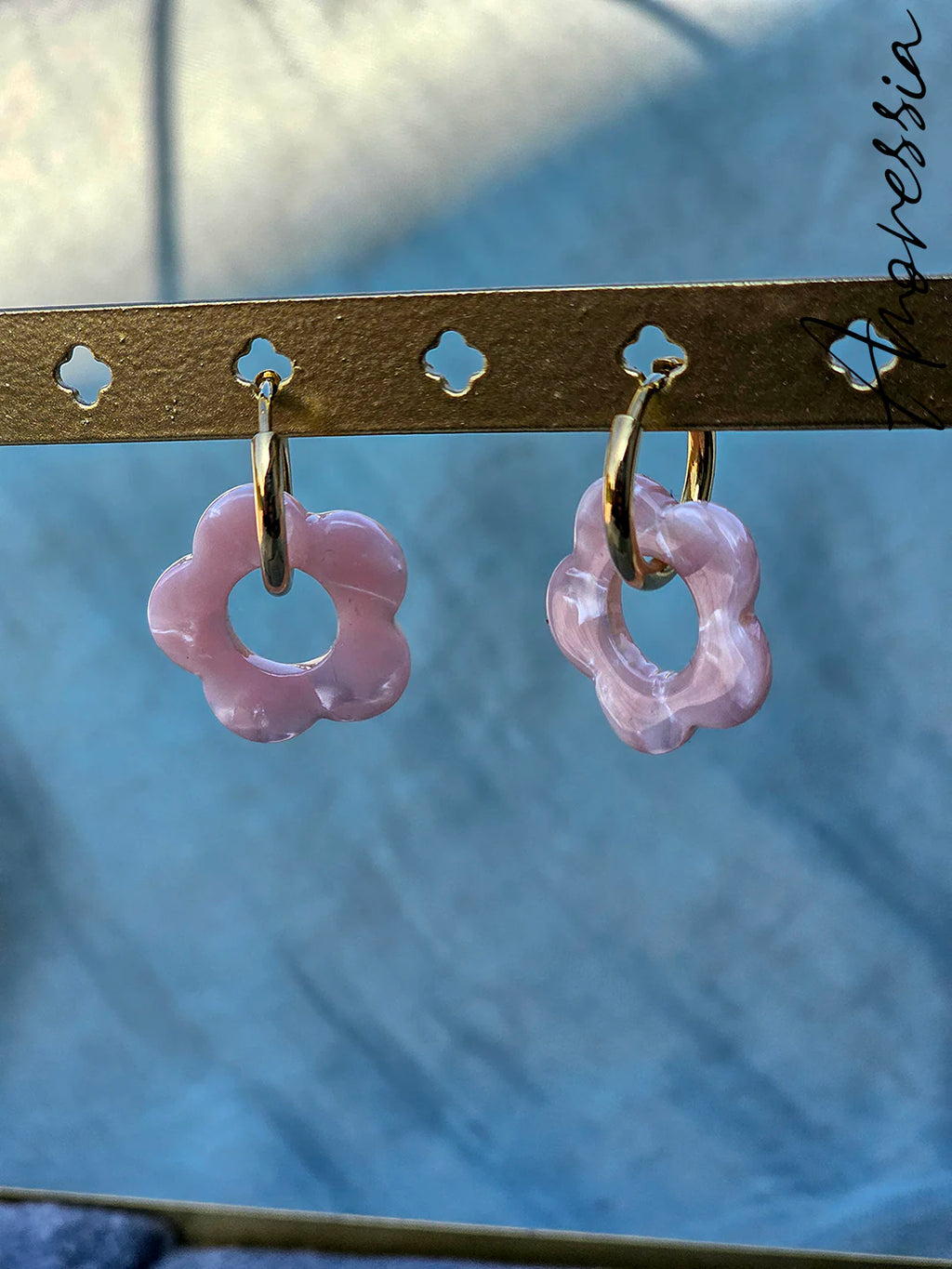 Créoles Rosa — Créoles Résine Colorée Femme vue détail