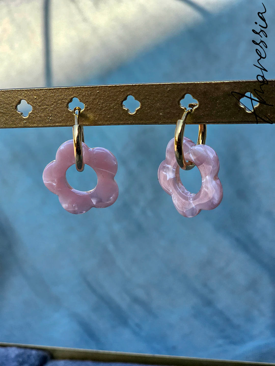 Créoles Rosa — Créoles Résine Colorée Femme vue détail