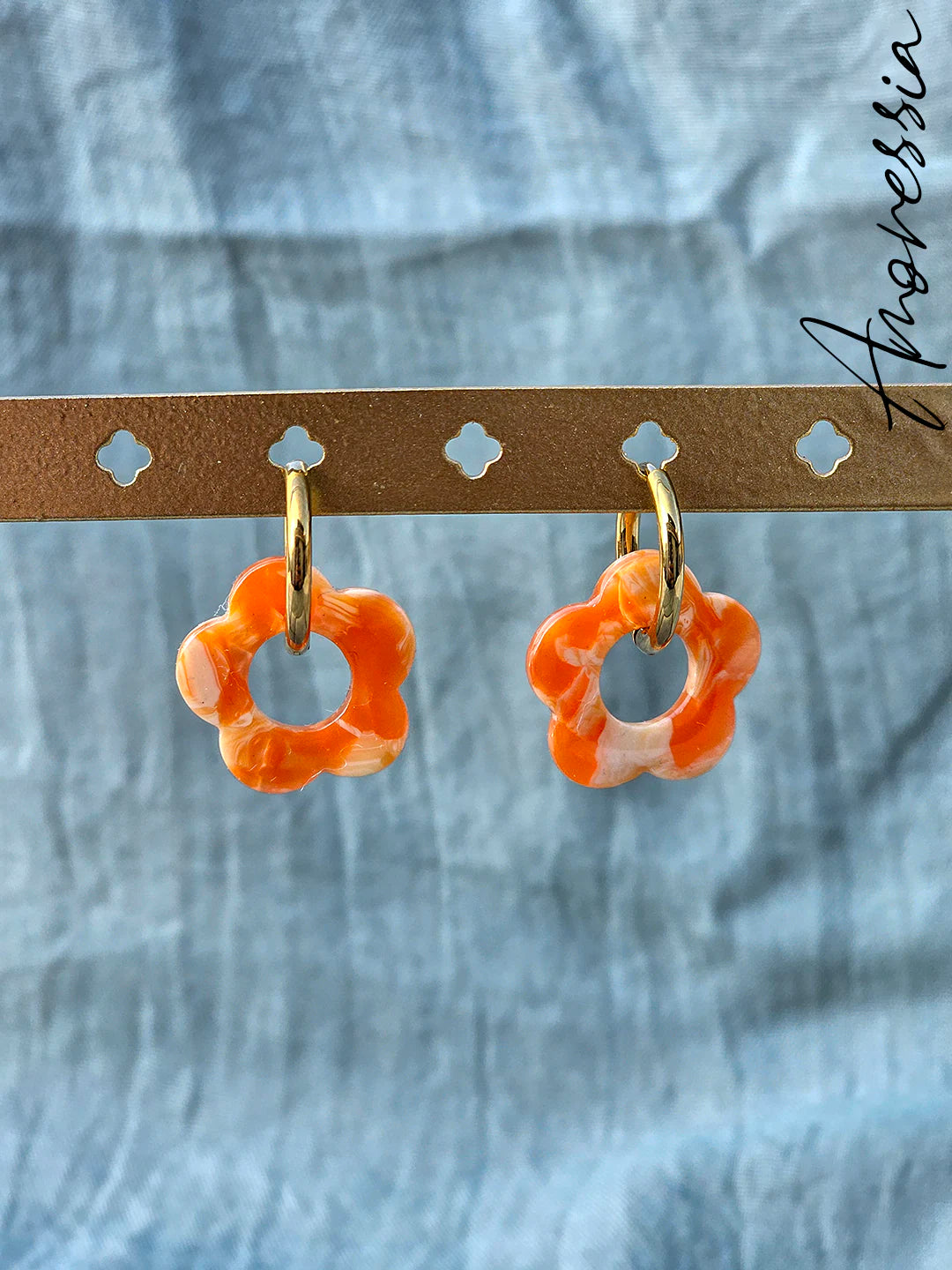 Créoles Rosa Orange — Créoles Résine Orange Femme