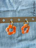 Créoles Rosa Orange — Créoles Résine Orange Femme photo portées