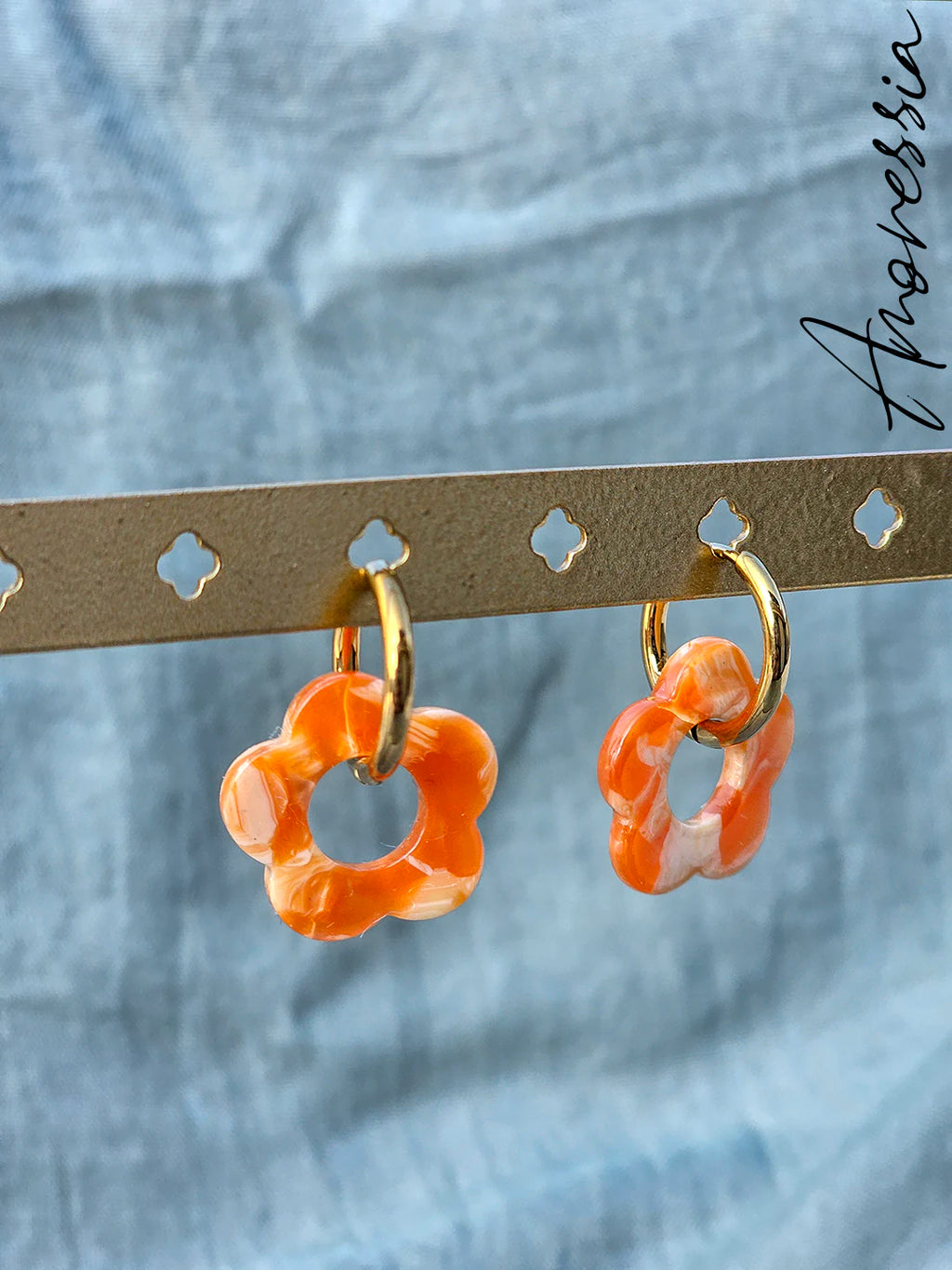 Créoles Rosa Orange — Créoles Résine Orange Femme vue détail