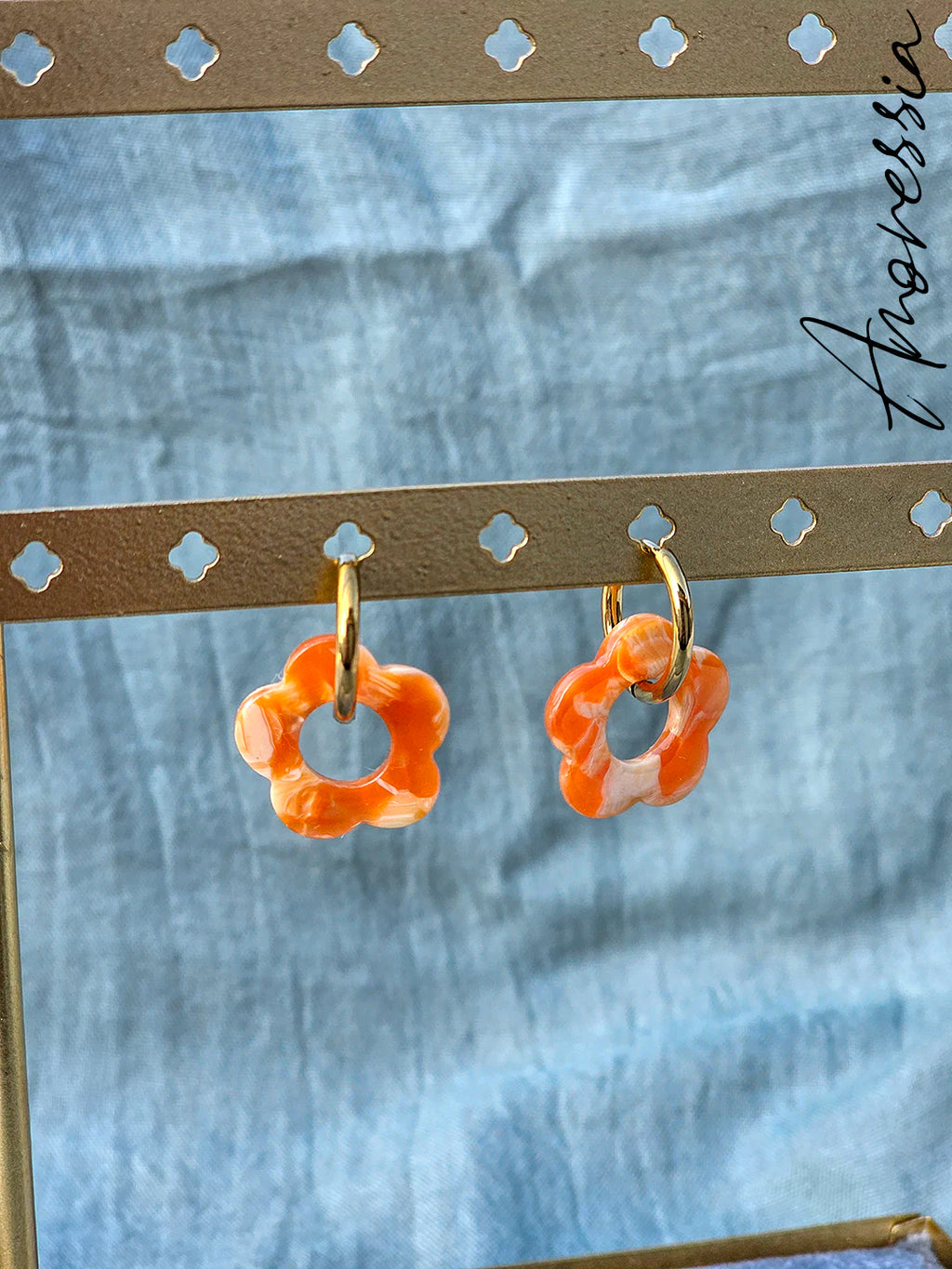 Créoles Rosa Orange — Créoles Résine Orange Femme autre vue
