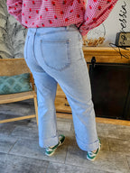 Jean Pina — Jean Straight High Waist À Revers Femme autre vue