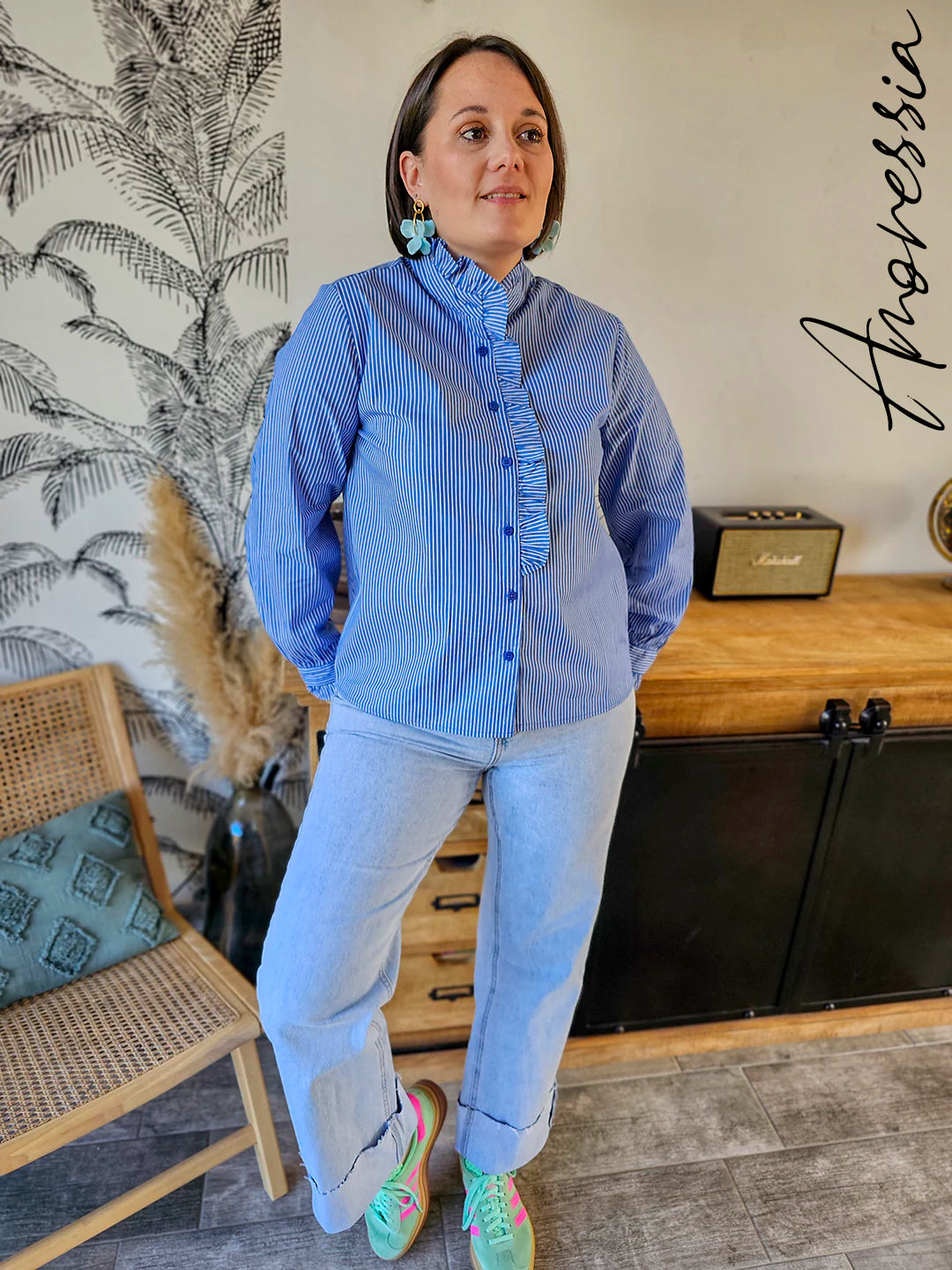 Chemise Vera — Chemise Bleue Rayures Femme zoom