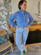 Chemise Vera — Chemise Bleue Col Volanté Femme vue dos