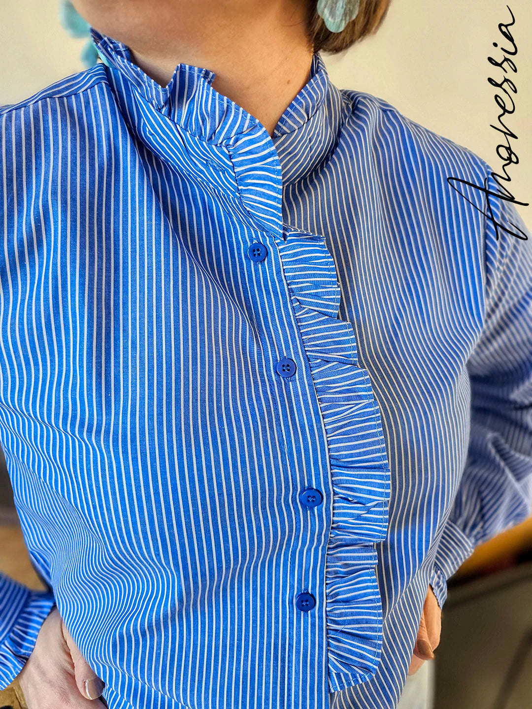 Chemise Vera — Chemise Bleue Rayures Femme vue détail