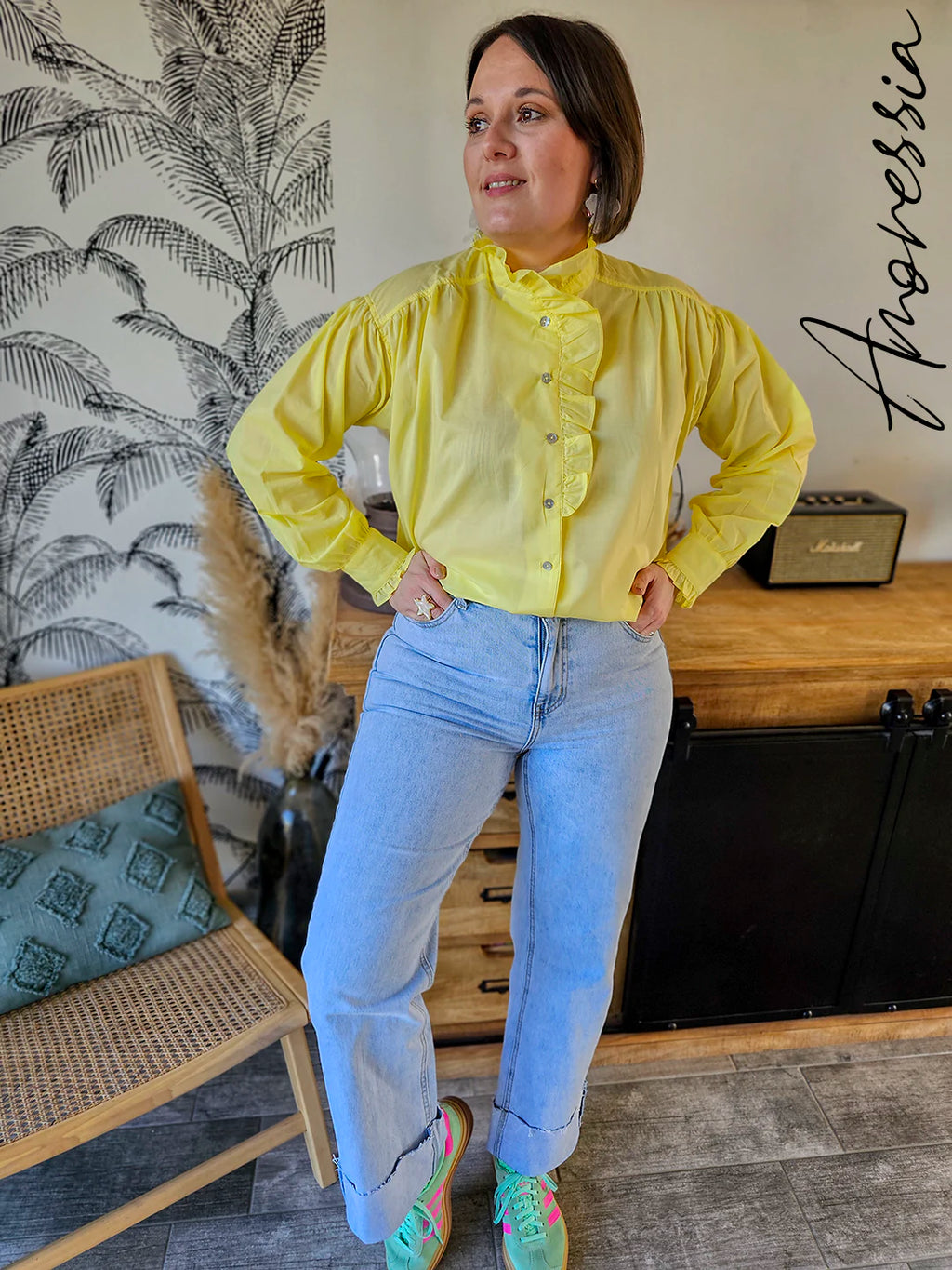 Chemise Sun — Chemise Jaune Coton Léger Femme zoom