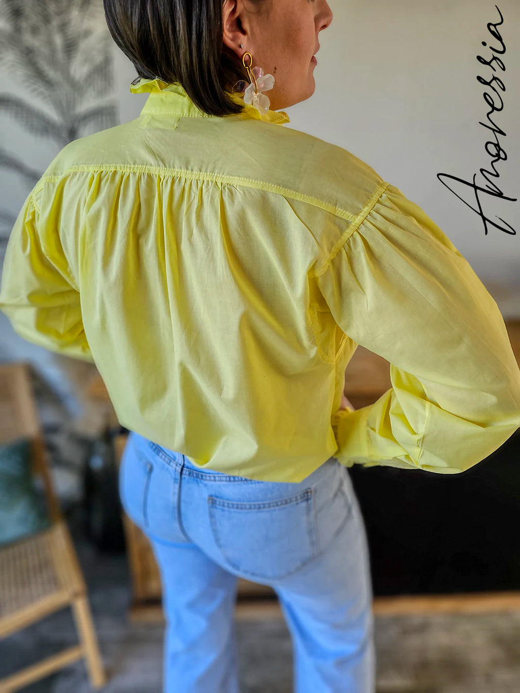 Chemise Sun — Chemise Jaune Coton Léger Femme photo lifestyle