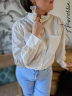 Chemise Alondra — Chemise Blanche Col Haut Femme vue détail