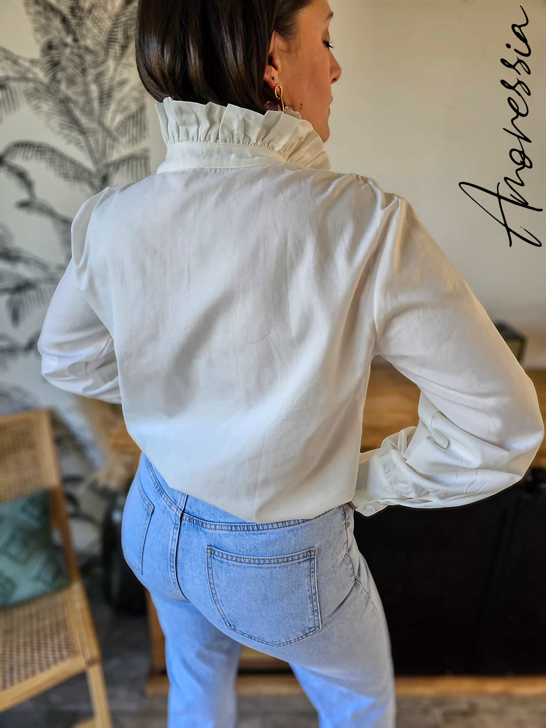 Chemise Alondra — Chemise Blanche Col Haut Femme autre vue
