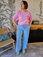 Jean Vanille — Jean Wide Leg Bleu Clair Taille Haute Femme photo lifestyle