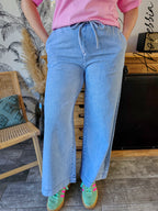 Jean Vanille — Jean Wide Leg Bleu Clair Taille Haute Femme