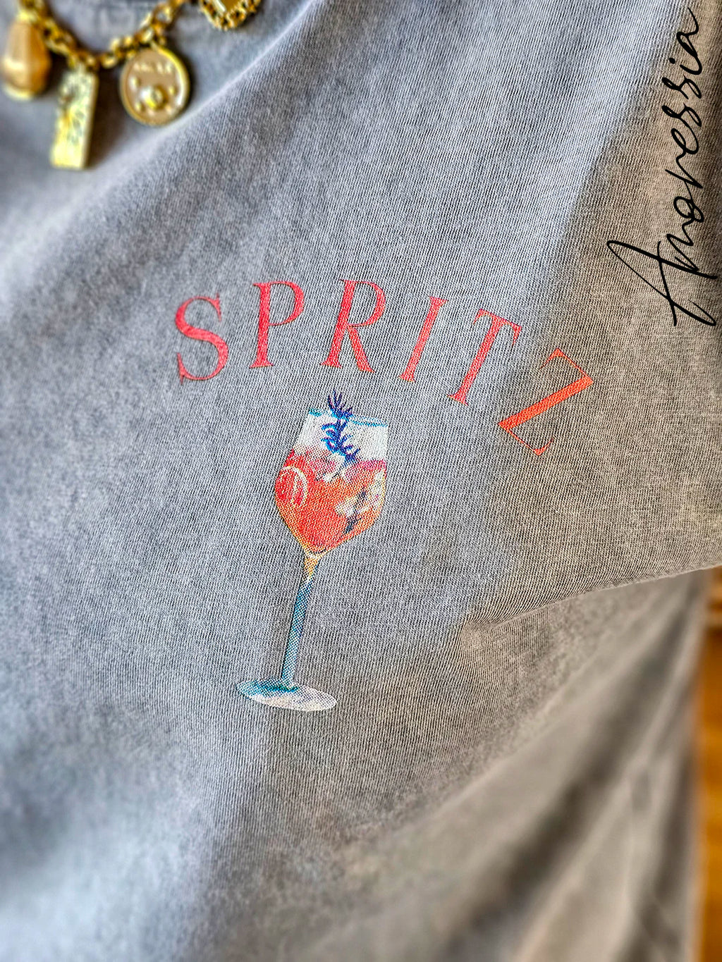 T-Shirt Spritz — T-Shirt Gris Style Italien Femme