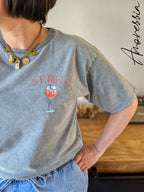 T-Shirt Spritz — T-Shirt Gris Style Italien Femme