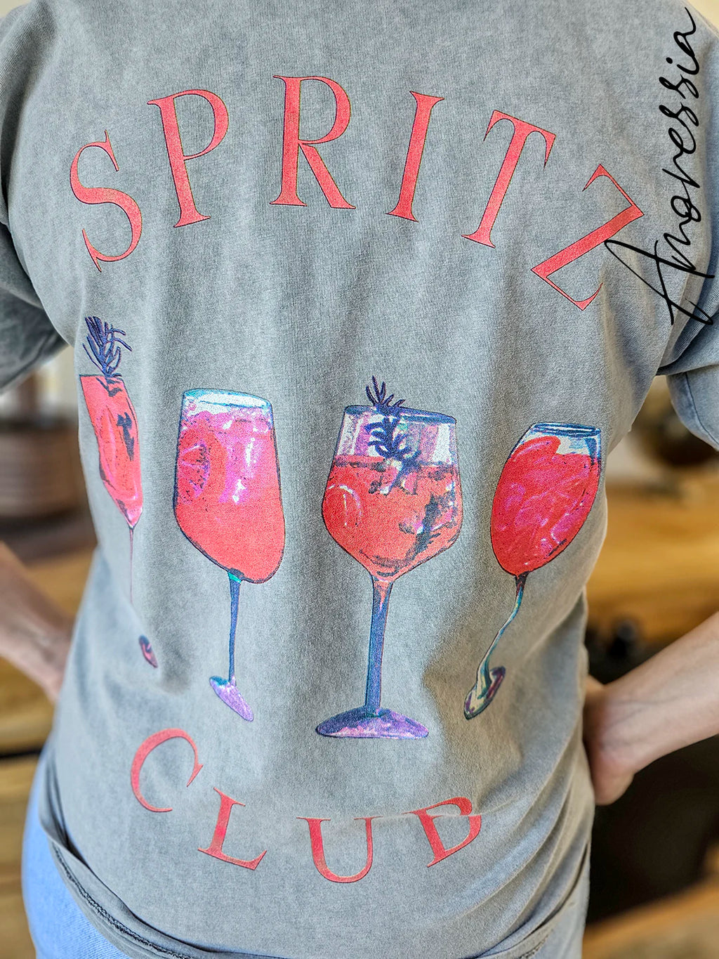 T-Shirt Spritz — T-Shirt Gris Style Italien Femme