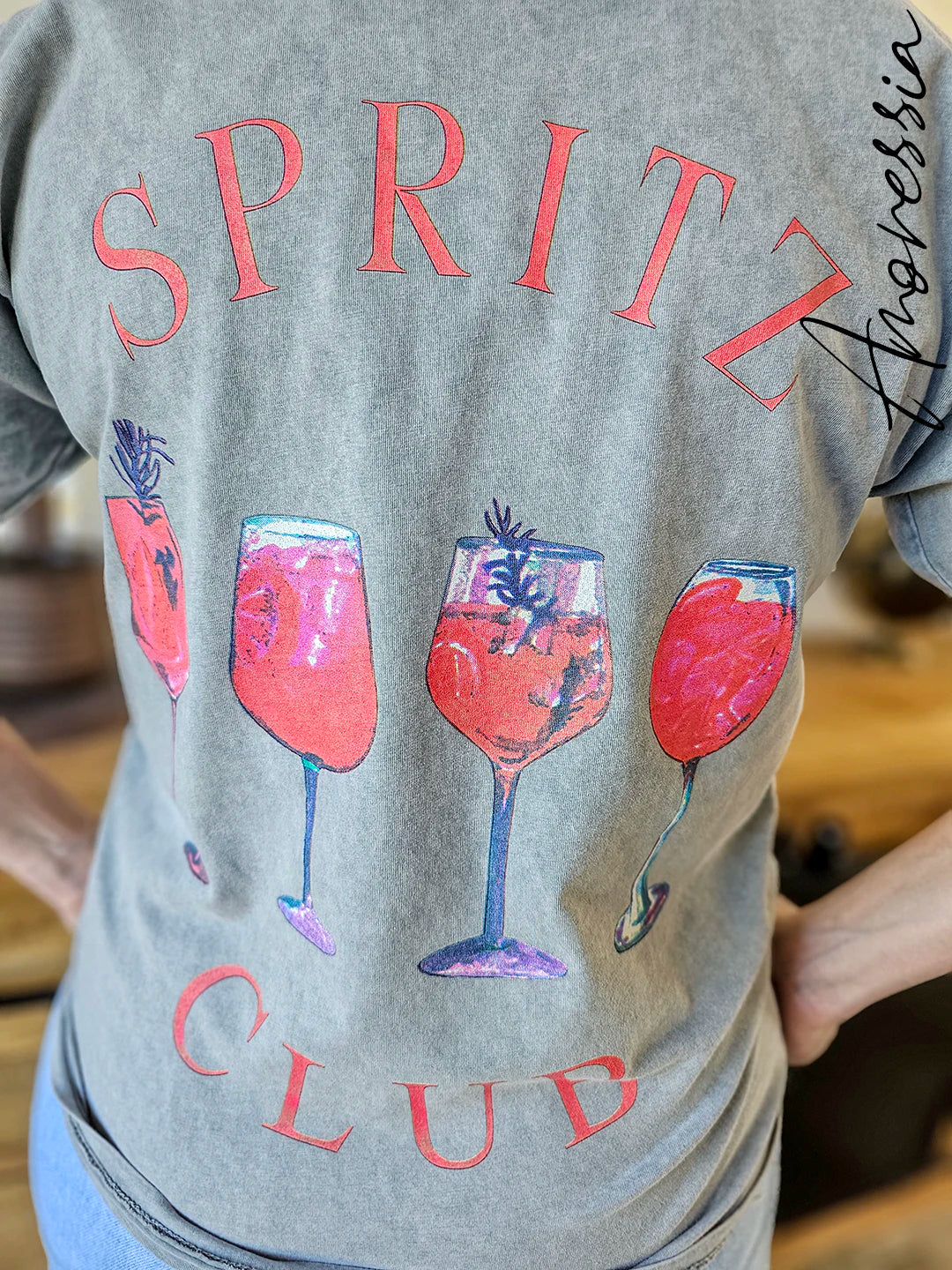T-Shirt Spritz — T-Shirt Gris Style Italien Femme