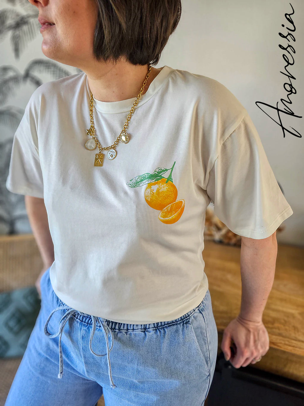 T-Shirt Paradise — T-Shirt Blanc Motif Dos Femme