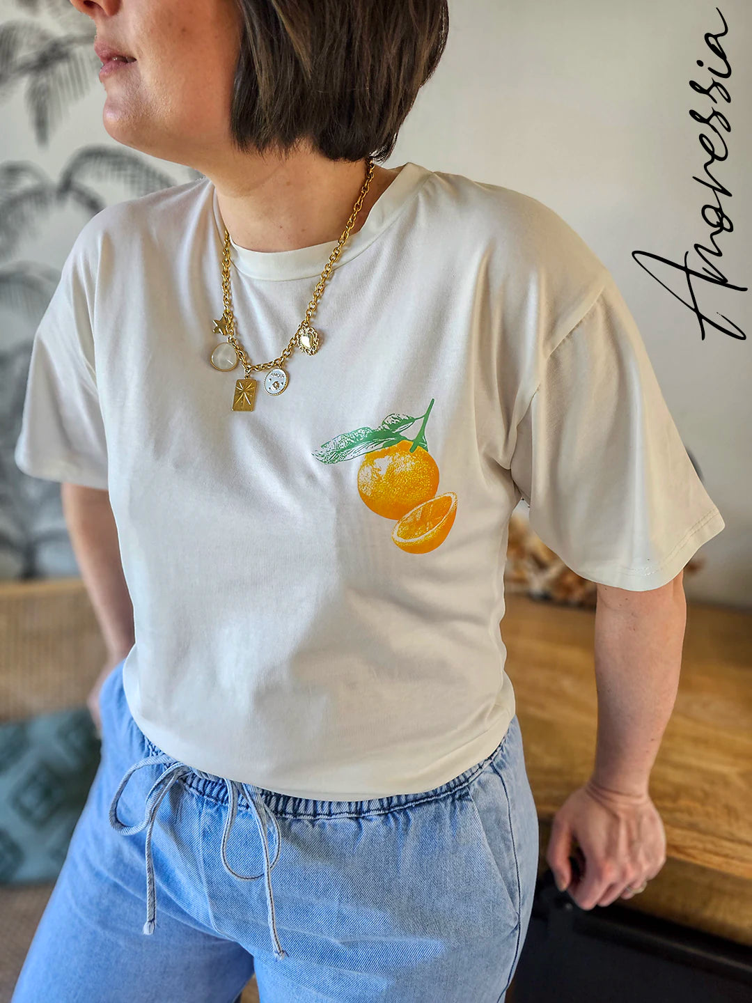 T-Shirt Paradise — T-Shirt Blanc Motif Dos Femme