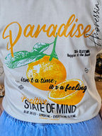 T-Shirt Paradise — T-Shirt Blanc Motif Dos Femme