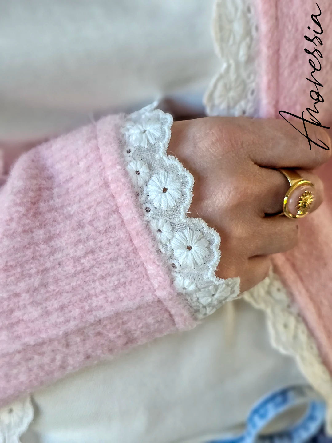 Gilet Flamingo — Gilet Ouvert Rose Pâle Femme autre vue
