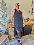 Robe Donna — Robe Noire Dentelle Sans Manches Femme