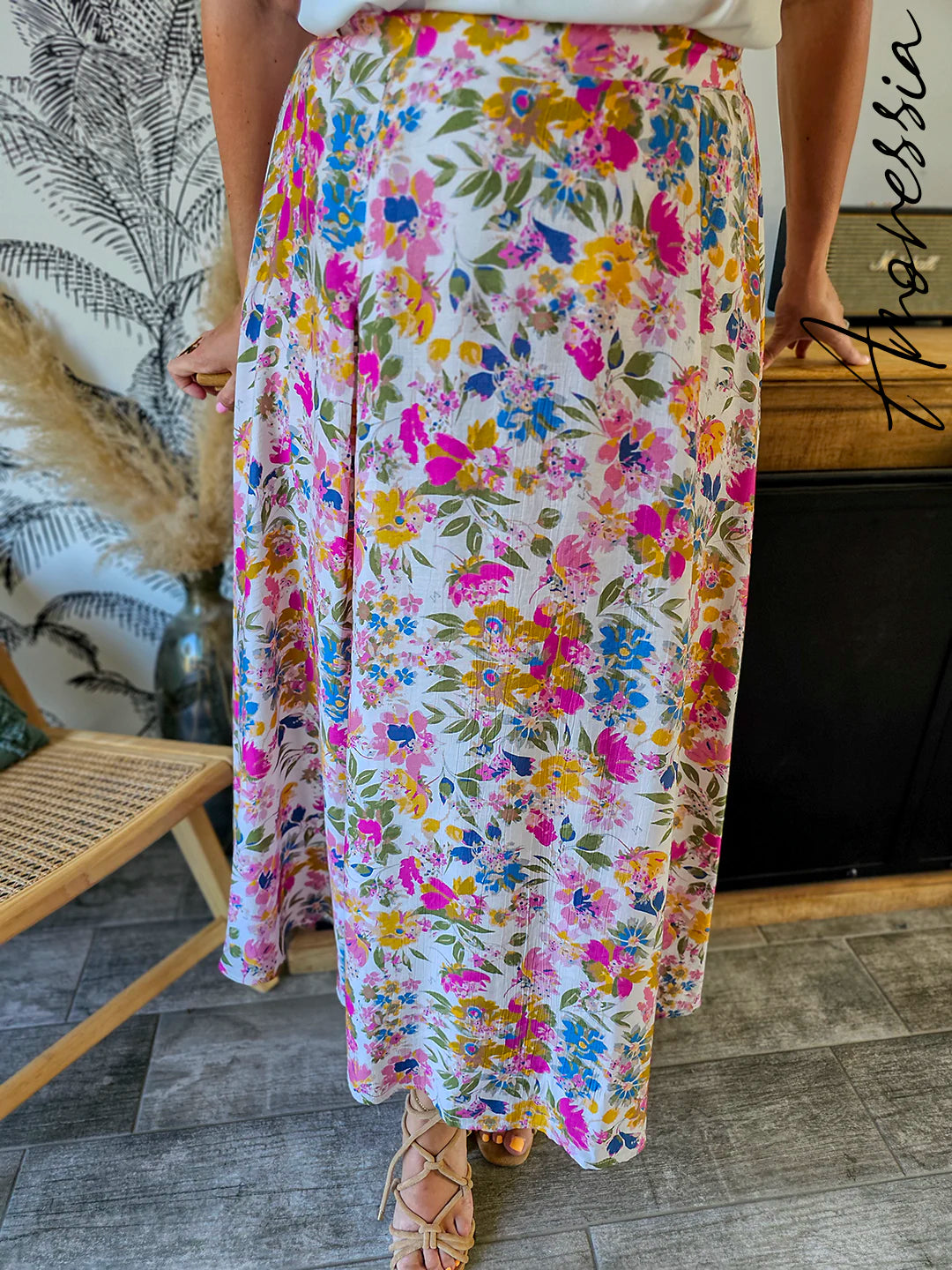 Jupe Livia — Jupe Longue Fleurie Viscose Femme photo portée