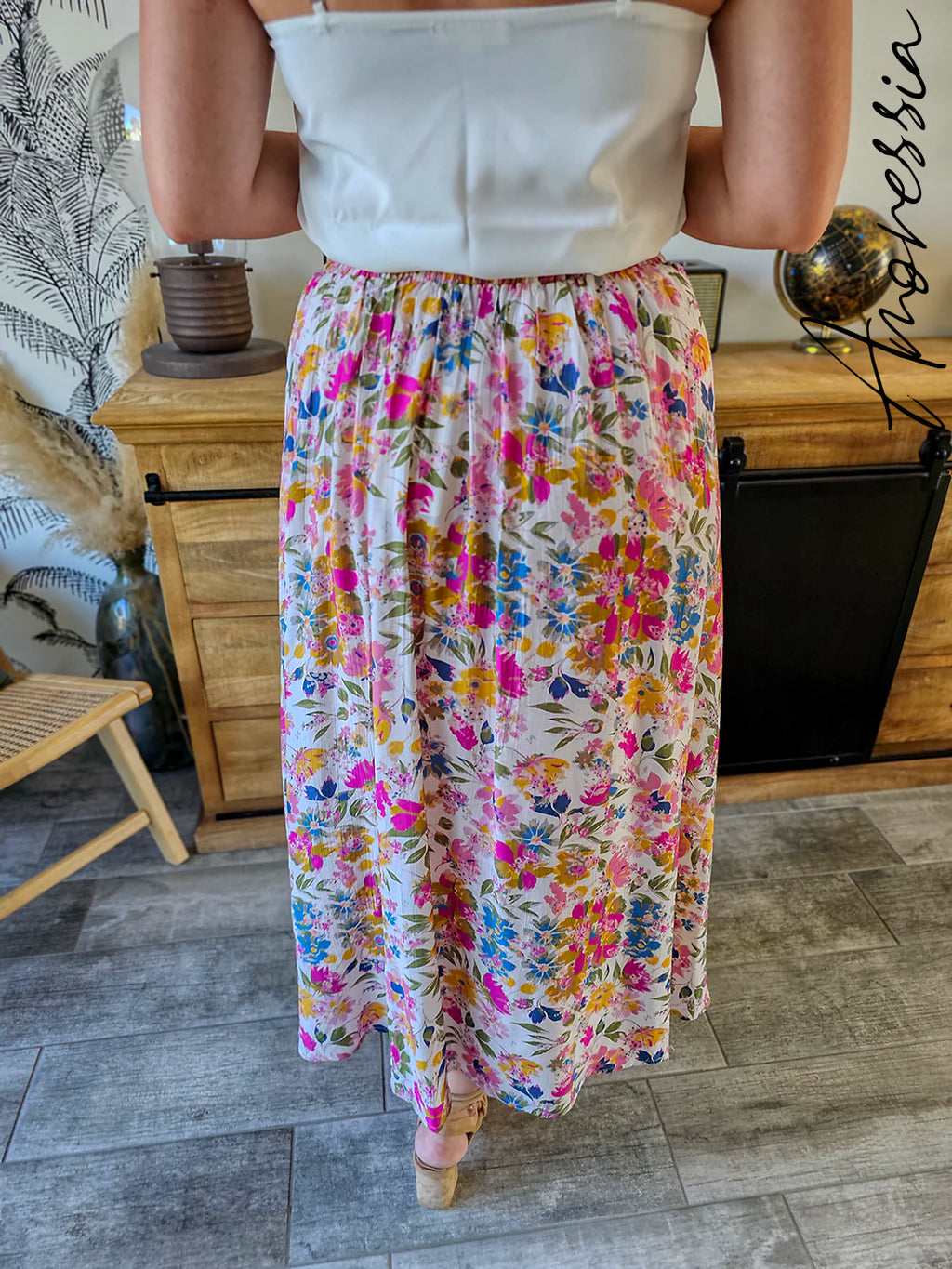 Jupe Livia — Jupe Longue Fleurie Viscose Femme photo lifestyle