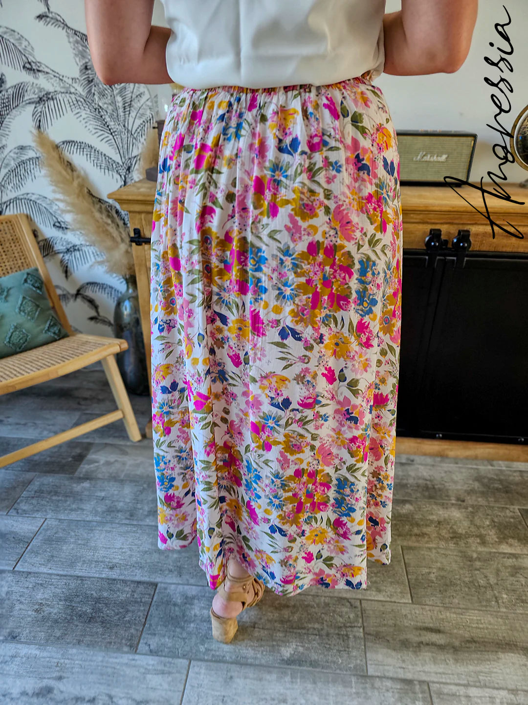 Jupe Livia — Jupe Longue Fleurie Viscose Femme vue dos