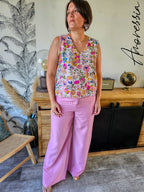 Top Livia — Top Fleuri Col V Femme Été