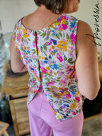 Top Livia — Top Fleuri Col V Femme Été