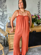 Combi-Pantalon Sofia Terracotta — Combinaison Pantalon Terracotta Femme vue détail