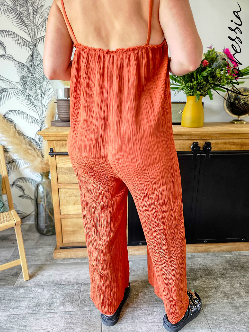 Combi-Pantalon Sofia Terracotta — Combinaison Pantalon Terracotta Femme zoom