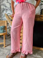 Pantalon Louka Rose — Pantalon Large Rose Femme
