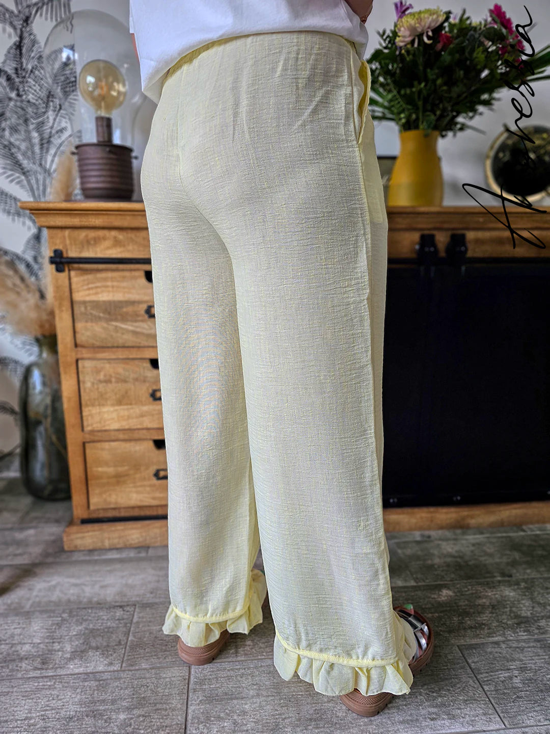 Pantalon Louka Jaune — Pantalon Large Jaune Femme autre vue