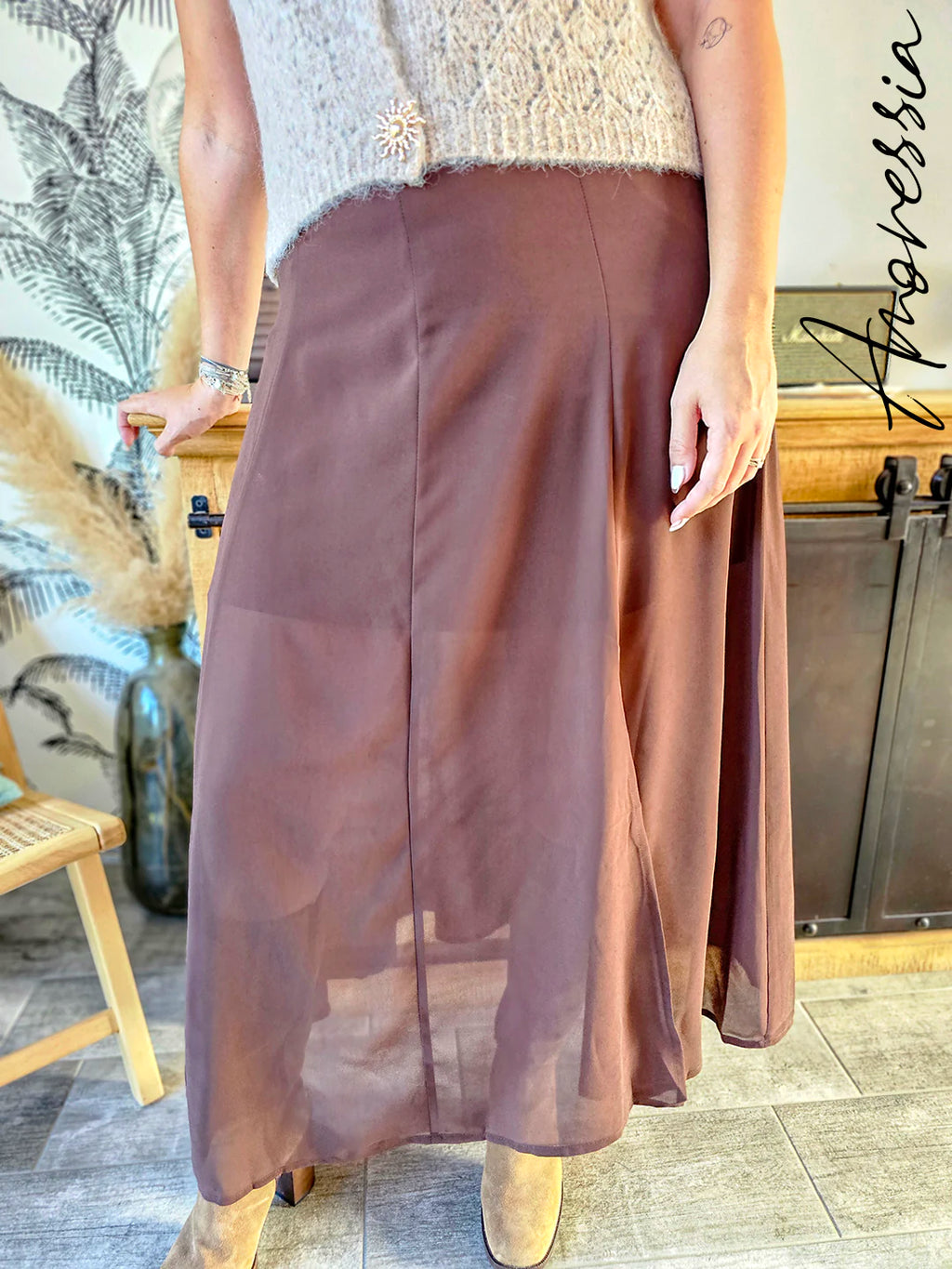 Jupe Longue Chocolat — Jupe Longue Chocolat Femme