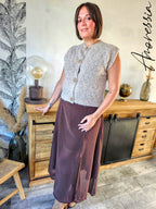 Jupe Longue Chocolat — Jupe Longue Chocolat Femme photo lifestyle