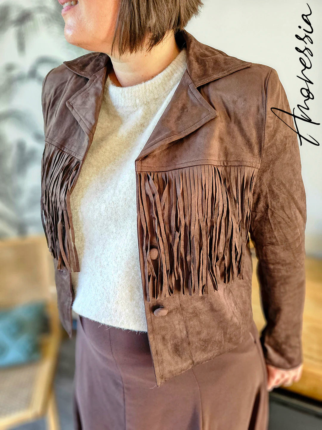 Veste en Daim Chocolat — Veste Daim Chocolat Femme