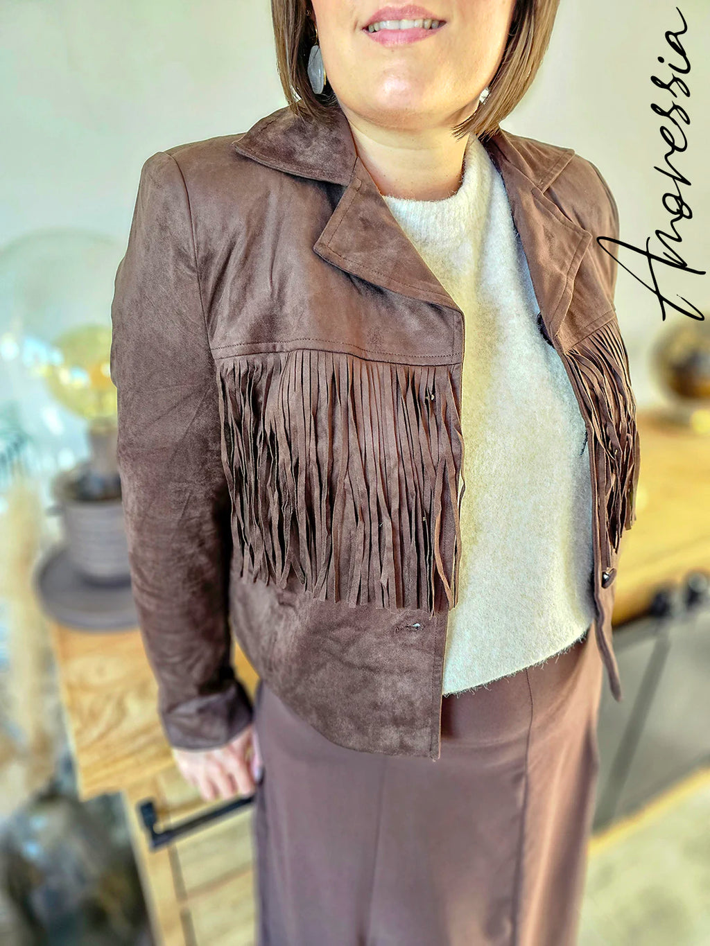 Veste en Daim Chocolat — Veste Daim Chocolat Femme