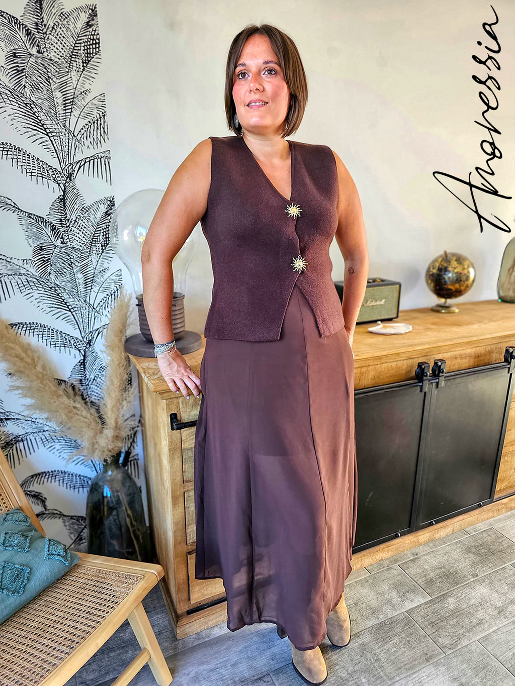 Jupe Longue Chocolat — Jupe Longue Chocolat Femme zoom